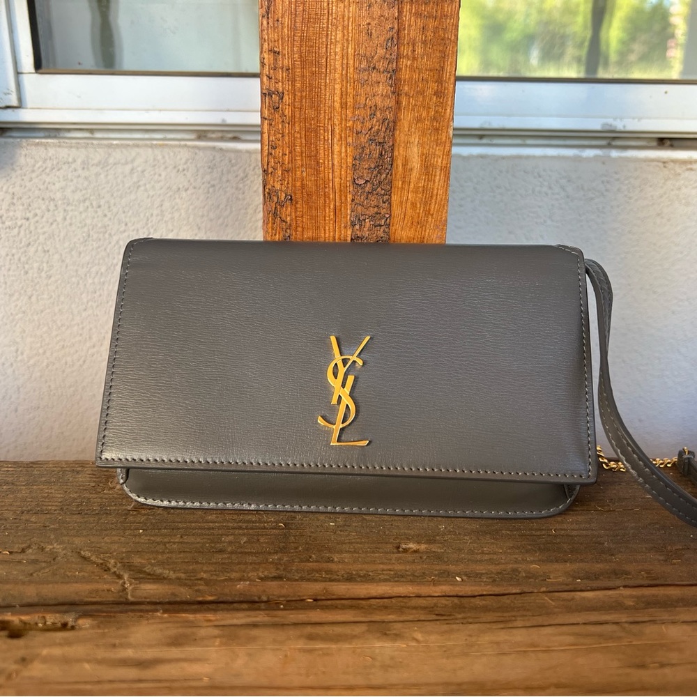 YSL Cassandre Phone Bag in Gray